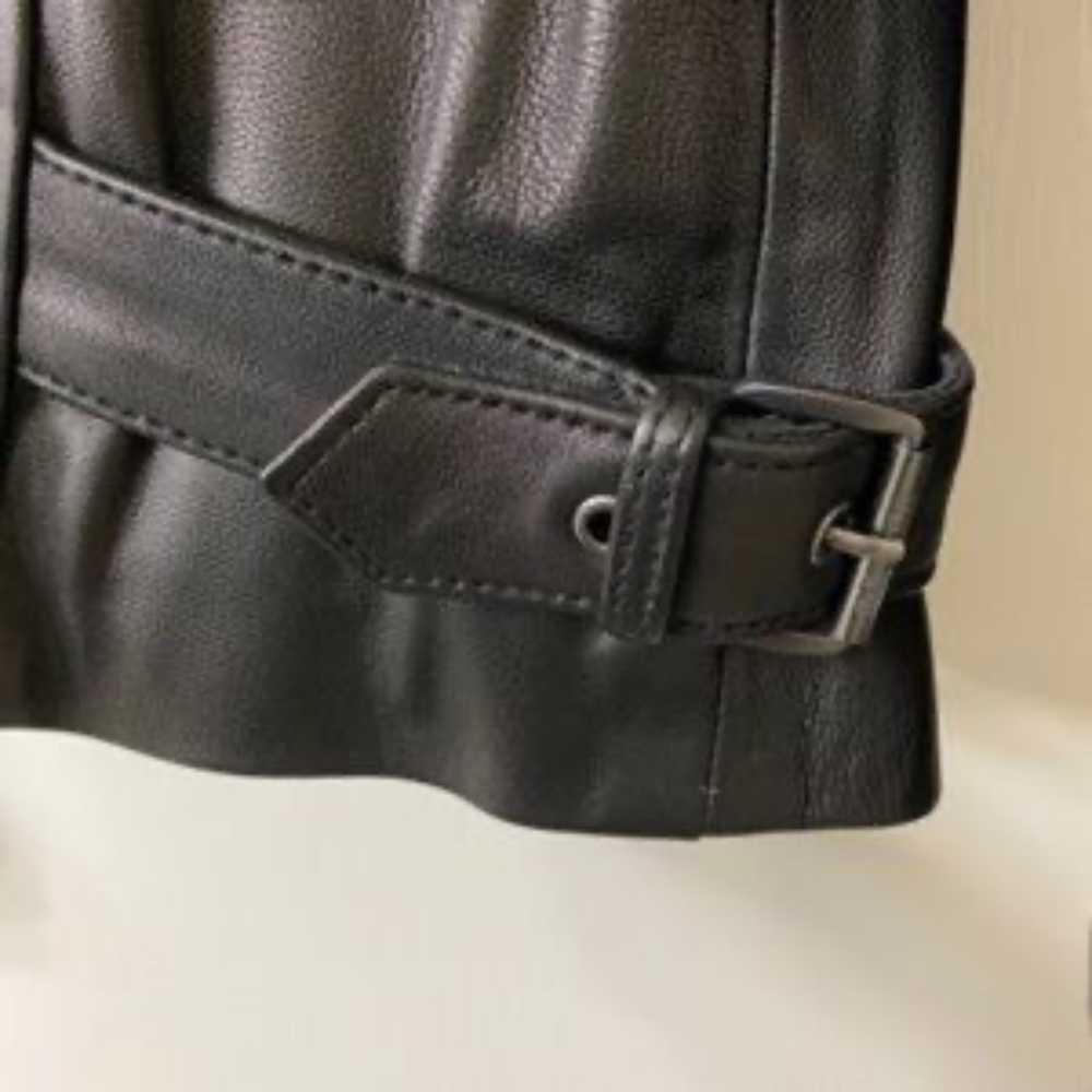 Michael Kors Black Leather Moto Jacket Medium - Picture 8 of 16
